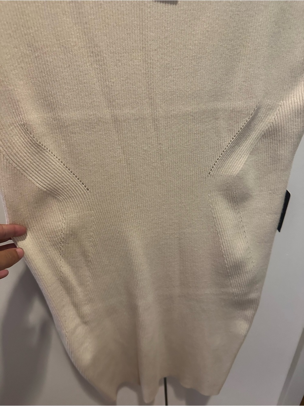 🆕 Express Cream Ribbed Knit Tank Dress - Picture 4 of 5